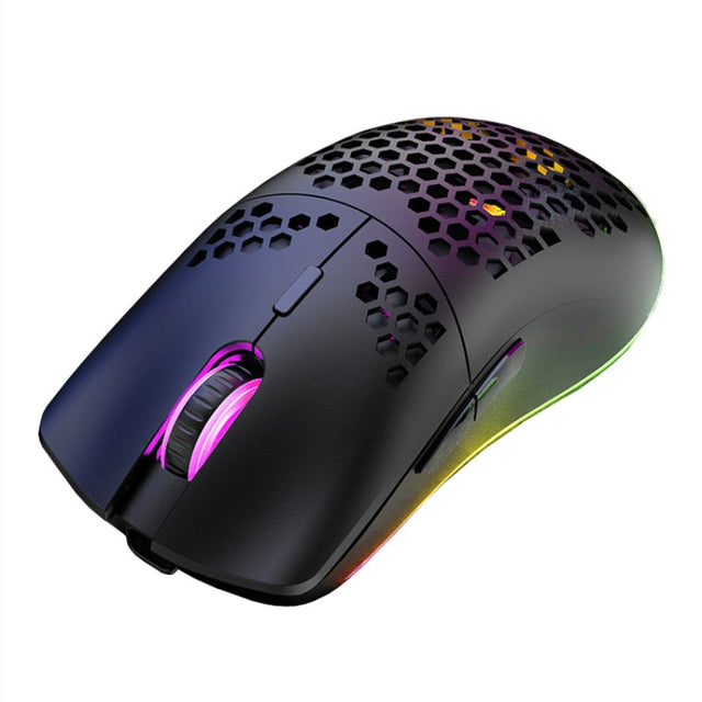 XUNSVFOX XYH80 Hollow Hole Rechargeable Wireless Gaming Mouse RGB Light Computer Office Mouse(Black)