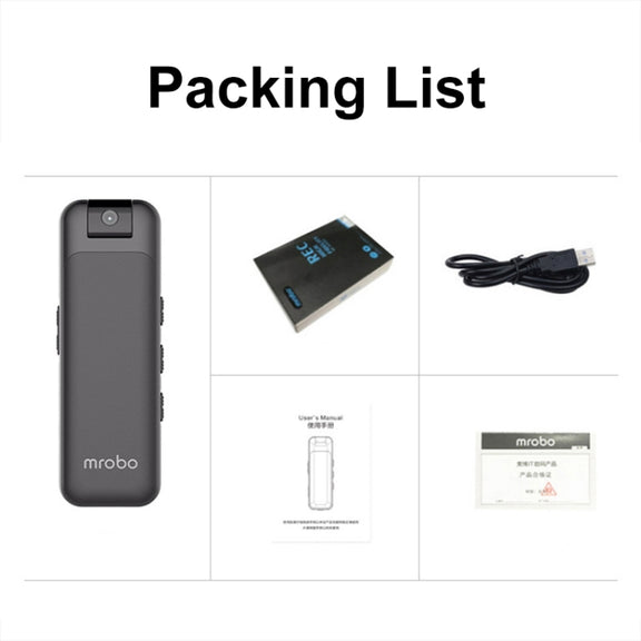 Mrobo D3 1080P Rotating Camera HD Infrared Night Recording Pen, Size: No Memory(Black)