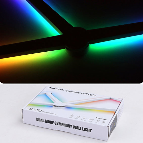 JSK-P22 5V Bluetooth RGB Stitching Light E-Sports Atmosphere Decorative Lamp, Style: 9 Sections+USB To DC Line+EU Plug(White)