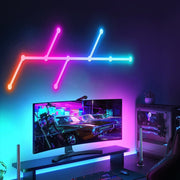 JSK-P22 5V Bluetooth RGB Stitching Light E-Sports Atmosphere Decorative Lamp, Style: 9 Sections+USB To DC Line(Black)
