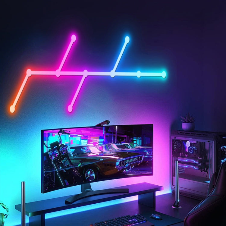 JSK-P22 5V Bluetooth RGB Stitching Light E-Sports Atmosphere Decorative Lamp, Style: 6 Sections+USB To DC Line+UK Plug(White)