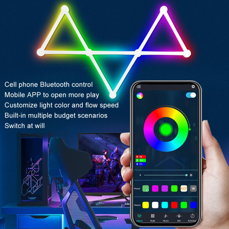 JSK-P22 5V Bluetooth RGB Stitching Light E-Sports Atmosphere Decorative Lamp, Style: 6 Sections+USB To DC Line+UK Plug(White)