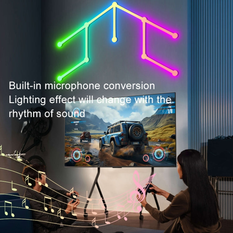 JSK-P22 5V Bluetooth RGB Stitching Light E-Sports Atmosphere Decorative Lamp, Style: 9 Sections+USB To DC Line+EU Plug(White)