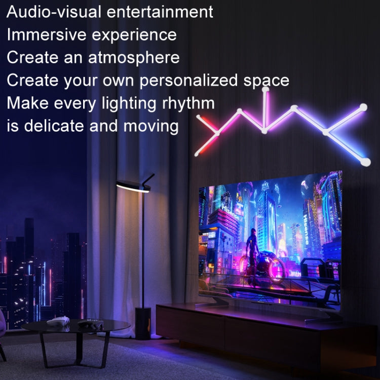 JSK-P22 5V Bluetooth RGB Stitching Light E-Sports Atmosphere Decorative Lamp, Style: 6 Sections+USB To DC Line+UK Plug(White)