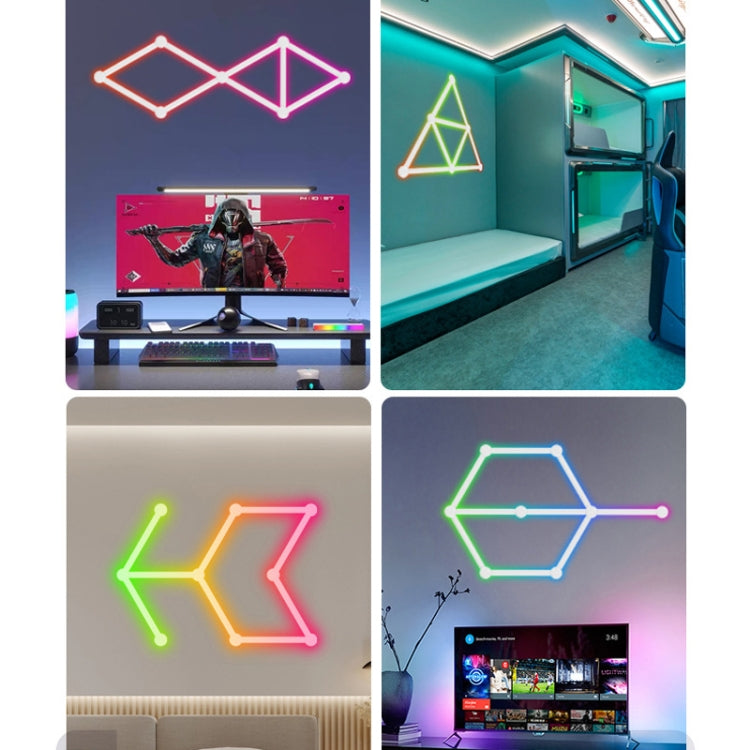 JSK-P22 5V Bluetooth RGB Stitching Light E-Sports Atmosphere Decorative Lamp, Style: 6 Sections+USB To DC Line+UK Plug(White)