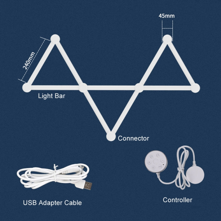JSK-P22 5V Bluetooth RGB Stitching Light E-Sports Atmosphere Decorative Lamp, Style: 6 Sections+USB To DC Line+EU Plug(White)