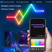 JSK-P26 Smart WiFi Bluetooth Version RGB Direct Illumination Phantom Splicing Light, Support Amazon Alexa / Google Assistant / DuerOS, Style: 9 Sections+EU Plug Adapter(White)