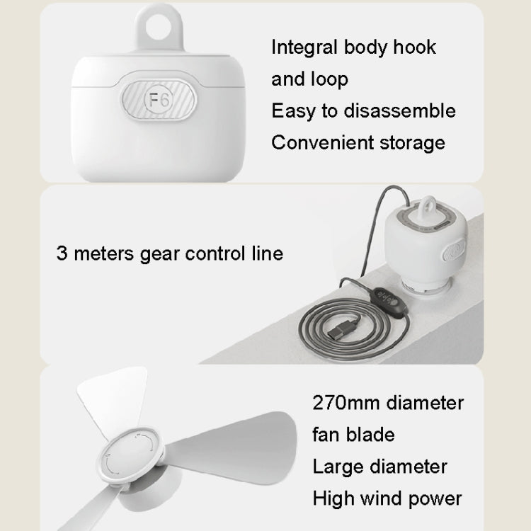 USB Plug-in Version Small Ceiling Fan Camping Outdoor Portable Hanging Fan(White)