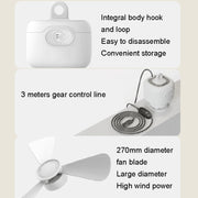 USB Plug-in Version Small Ceiling Fan Camping Outdoor Portable Hanging Fan(White)