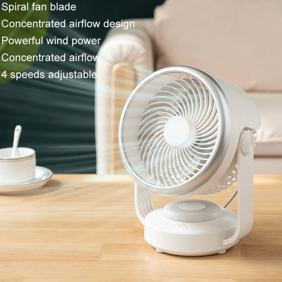 Air Circulation Fan Automatic Oscillating Head Desktop Fan With LED Light(White)