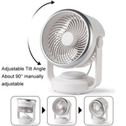 Air Circulation Fan Automatic Oscillating Head Desktop Fan With LED Light(White)