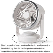 Air Circulation Fan Automatic Oscillating Head Desktop Fan With LED Light(White)