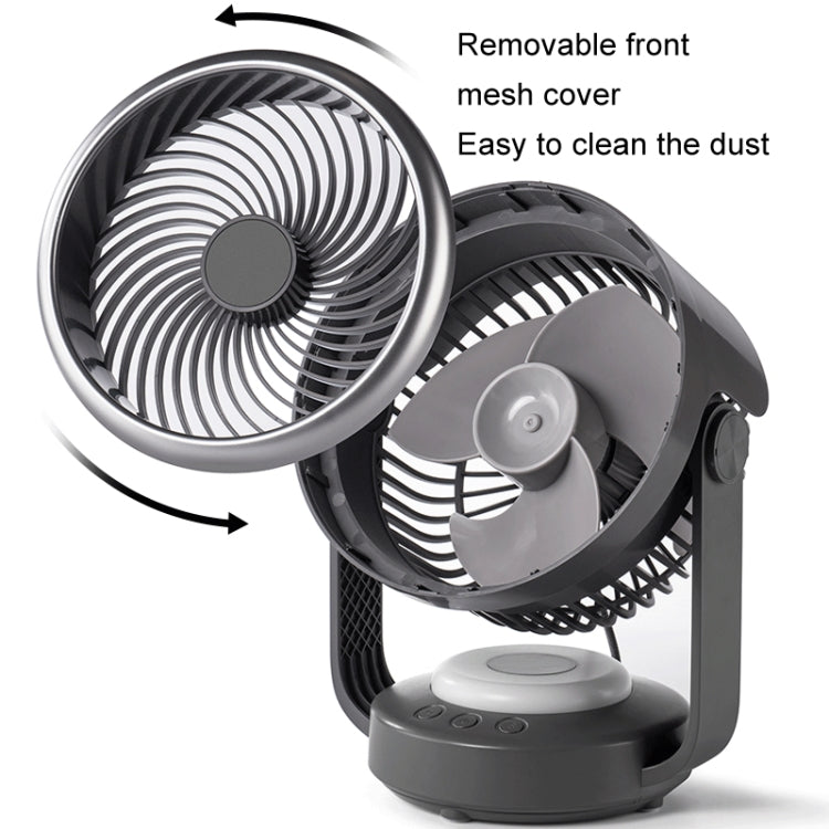 Air Circulation Fan Automatic Oscillating Head Desktop Fan With LED Light(White)