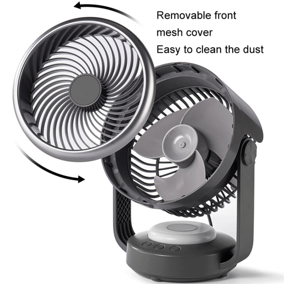 Air Circulation Fan Automatic Oscillating Head Desktop Fan With LED Light(White)