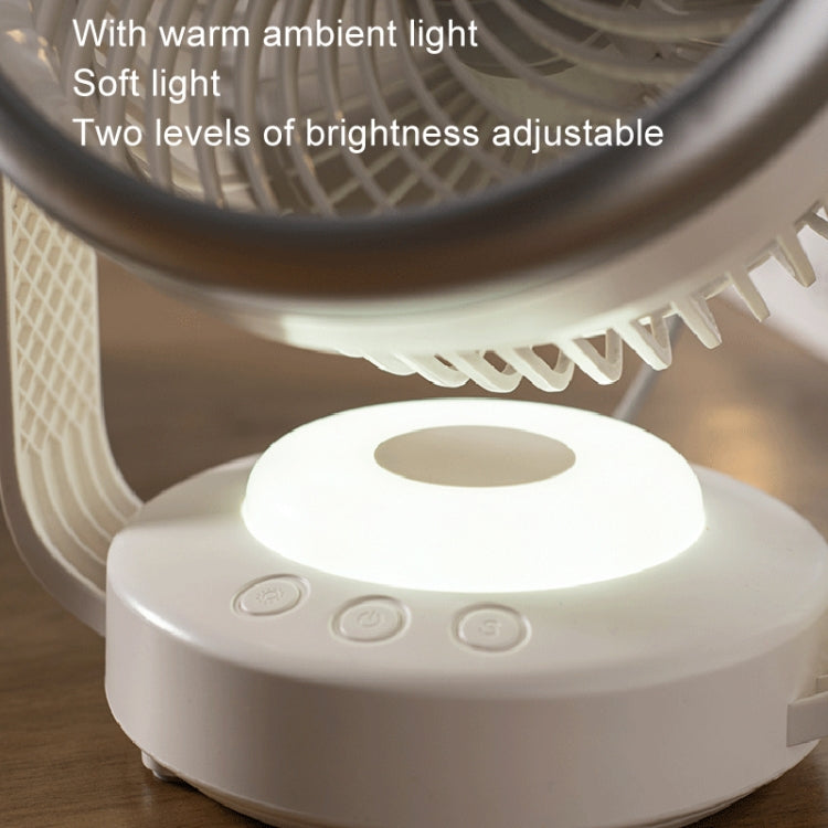 Air Circulation Fan Automatic Oscillating Head Desktop Fan With LED Light(White)