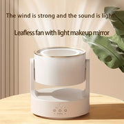 3 In 1 Multifunctional Desktop Fan with LED Light Cosmetic Mirror Rechargeable Oscillating