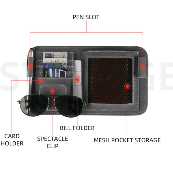 Car Sun Visor Bill Holder Glasses Clip Storage Bag(Black)