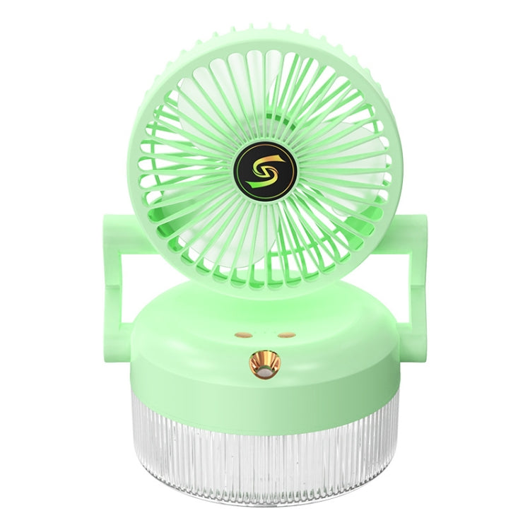 USB Charging Folding Desktop Spray Humidification Fan with Night Light(Green)