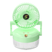 USB Charging Folding Desktop Spray Humidification Fan with Night Light(Green)