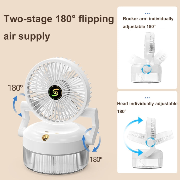 USB Charging Folding Desktop Spray Humidification Fan with Night Light(Green)