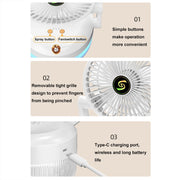 USB Charging Folding Desktop Spray Humidification Fan with Night Light(Green)