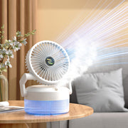 USB Charging Folding Desktop Spray Humidification Fan with Night Light(Green)