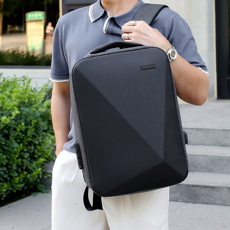 16 inch Large Capacity Password Lock Anti-Theft Laptop Backpack With USB Port(Black)