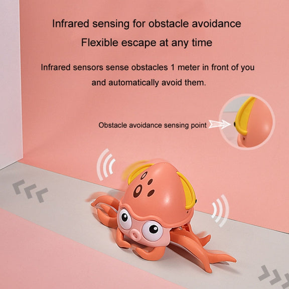 Children Electrical Sensor Octopus Toy Automatic Obstacle Avoidance Sound Light Crawling Quirky Toy(Green)