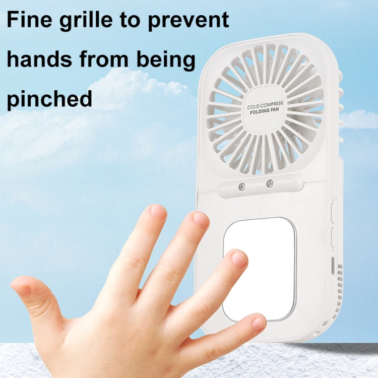 USB Charging Folding Outdoor Handheld Mini Cold Compress Fan Desktop Cooling Fan(White)