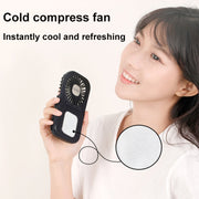 USB Charging Folding Outdoor Handheld Mini Cold Compress Fan Desktop Cooling Fan(White)