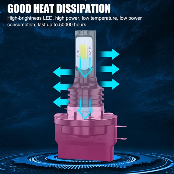 2pcs H11B 3570 2LED 80W Car Headlight Bulbs High Bright Fog Lights(Yellow)