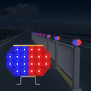C1A Solar Powered Double Sided LED Barricade Light Traffic Signal Red And Blue Strobe Road Warning Lights