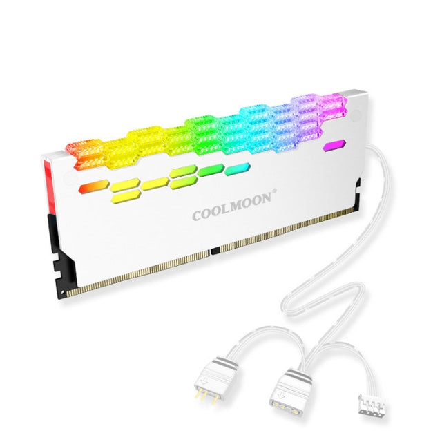 COOLMOON RA-2 Heatsink Cooler ARGB Colorful Flashing Memory Bank Cooling Radiator For PC Desktop Computer Accessories(White)