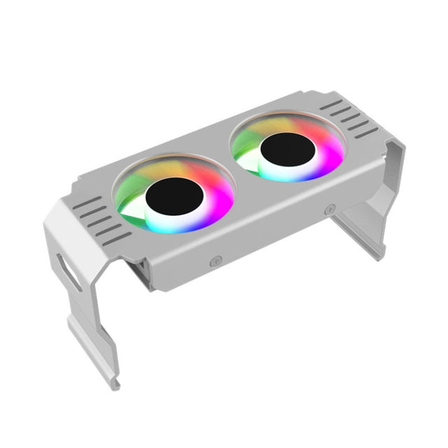 Desktop ARGB Memory Cooler PWM Temperature Control Dual Fan, For DDR / DDR2 / DDR3 / DDR4 / DDR5(White)