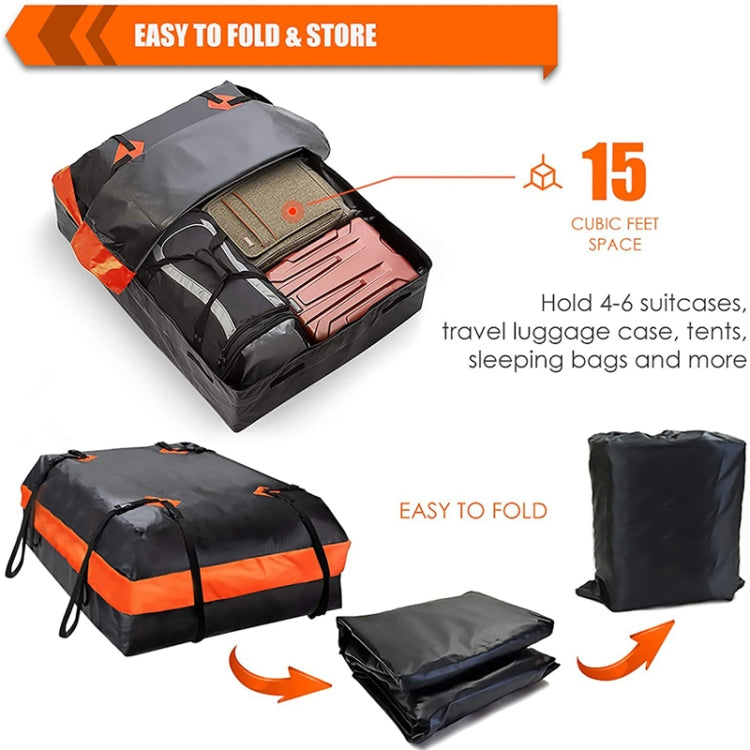 15 Cubic Feet Water-resistant Car Roof Storage Luggage Bag(Black)