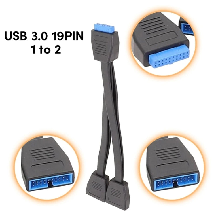 21cm Computer Motherboard 19 Pin USB3.0 One To Two Extension Cable