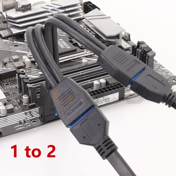 21cm Computer Motherboard 19 Pin USB3.0 One To Two Extension Cable