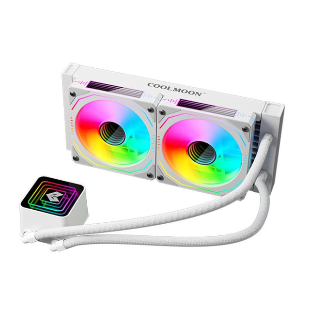 COOLMOON Glacier 240 Water Cooling Radiator Desktop ARGB Multi-Platform Integrated Lens CPU Water Cooling Fan, Color: White