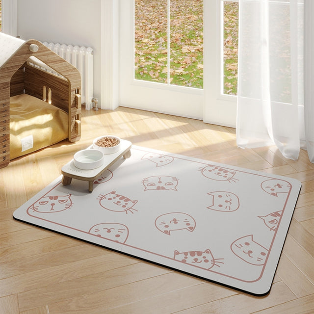 Pet Floor Mat Anti-Tear And Bite Absorbent Feeding Mat Sleeping Anti-Slip Dog Nest Pad, Style: Cats Paradise Light Gray(50x70cm)
