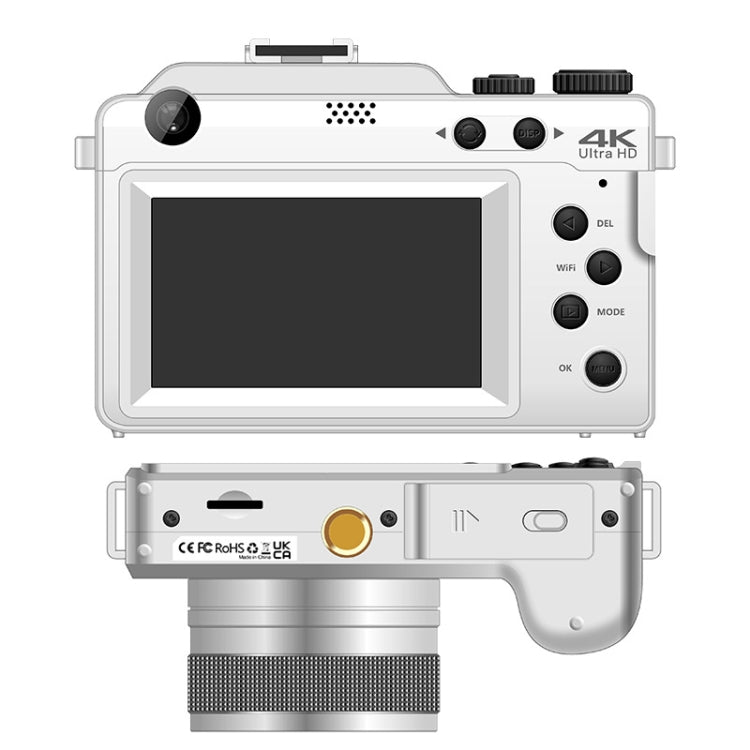 3-Inch Display Digital Camera Dual Front And Rear Cameras 48MP, 18x Digital Zoom 4K HD Camcorder(White)