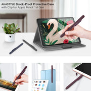 For Apple Pencil 1 AhaStyle PT141 Triple Defense Pen Clip Silicone Protective Case(Midnight Blue)