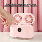 WT-818 Dual-leaf Spray Smart Digital Display Desktop Fan Night Light Humidification Cooler(Green)