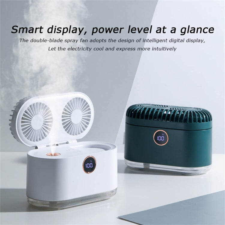 WT-818 Dual-leaf Spray Smart Digital Display Desktop Fan Night Light Humidification Cooler(Green)