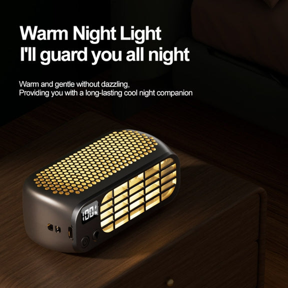 USB Charging Digital Display Portable Bladeless Outdoor Mini Night Light Fan(Green)