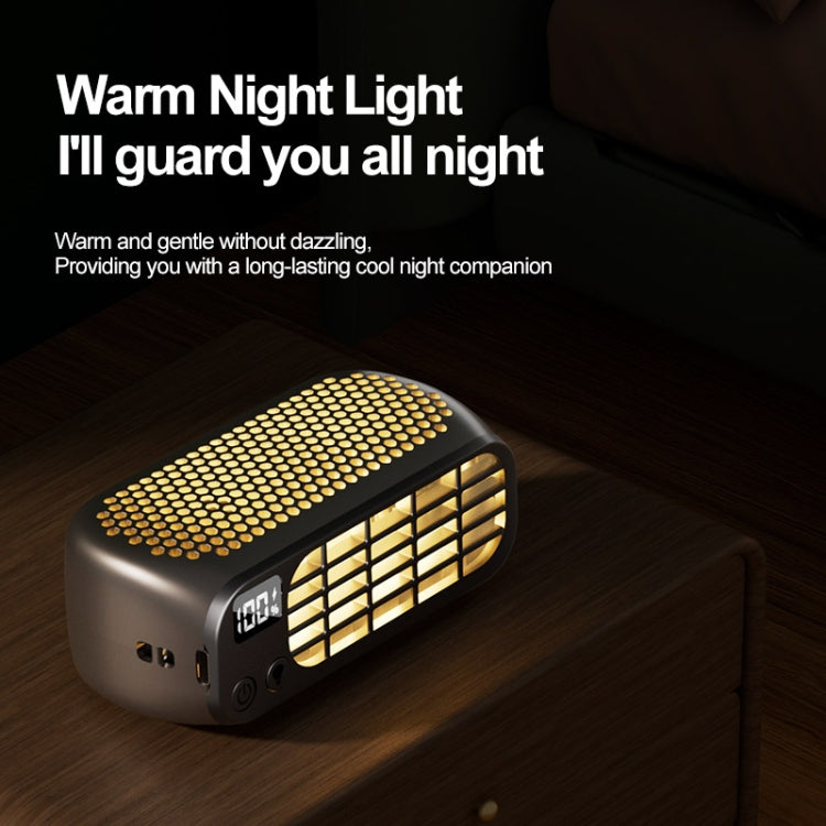 USB Charging Digital Display Portable Bladeless Outdoor Mini Night Light Fan(Green)