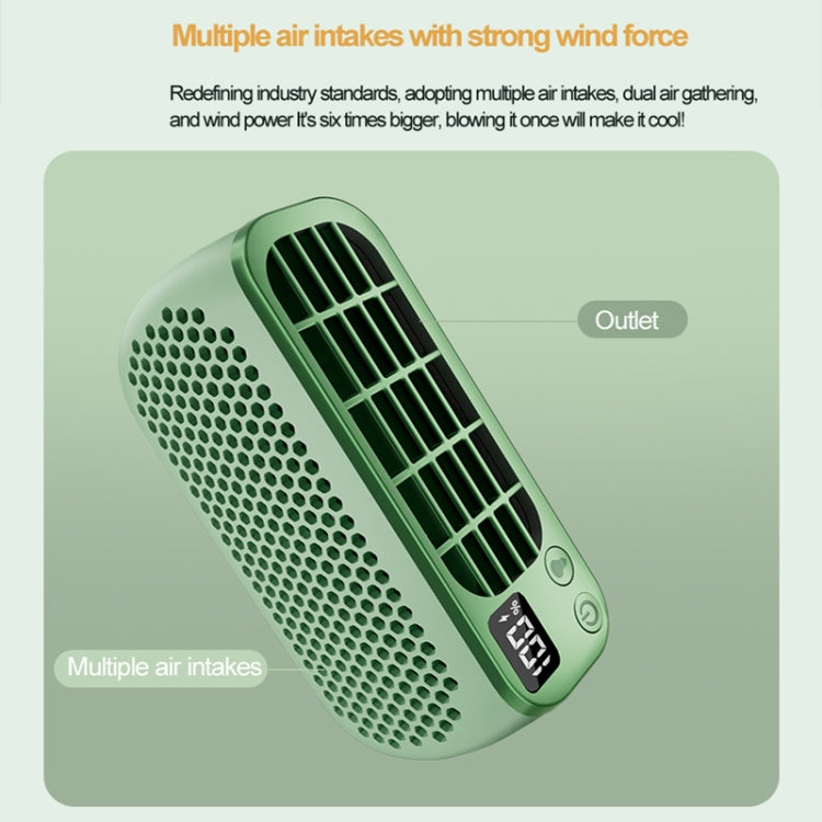 USB Charging Digital Display Portable Bladeless Outdoor Mini Night Light Fan(Green)