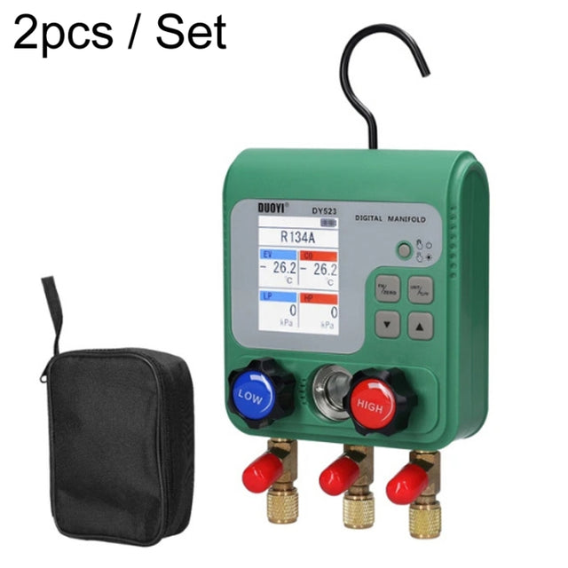 2pcs / Set DUOYI DY523 Automotive Vacuum Pressure Gauge Liquid Charge Fluorine Repair Electronic Refrigerant Meter