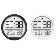 Slim Magnetic Thermometer And Hygrometer Clock Home Wall-Mounted Electronic Clock(Black)