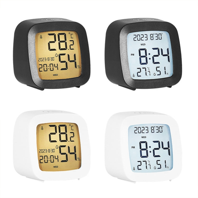 Multifunctional Temperature and Humidity LCD Clock Home Bedside Alarm Clock(2306 Black)