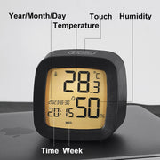 Multifunctional Temperature and Humidity LCD Clock Home Bedside Alarm Clock(2306 Black)